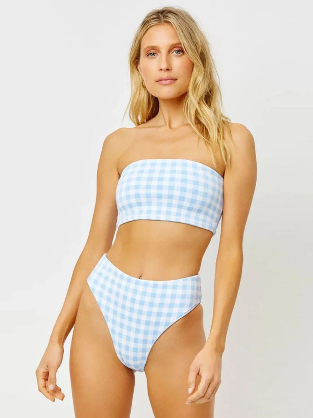 Frankies Bikinis Jenna High Waist Bikini Bottom in Bluebell large BOTTOM ONLY